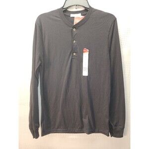 Hanes Mens Tshirt Size Small Henley Black Buttons Love Sleeve